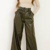 Clothing Willy Z | Shelby Khaki Faux Leather Trousers