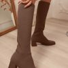 Clothing Ideal | Tessa Chocolate Knit Knee High Boots