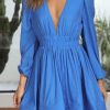 Clothing Moguland | Alanis Royal Blue V Neck Dress