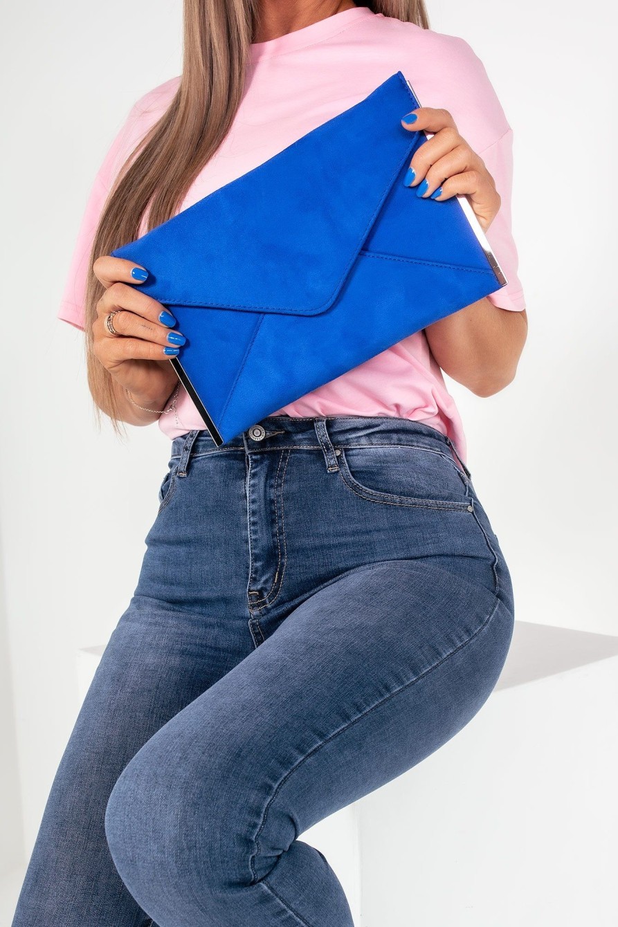 Clothing Koko | Diana Royal Blue Suedette Envelope Clutch