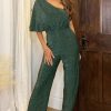 Clothing AX Paris | Ax Paris Farida Green Shimmer Jumpsuit