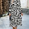 Clothing Moguland | Katherine Monochrome Printed Midi Dress