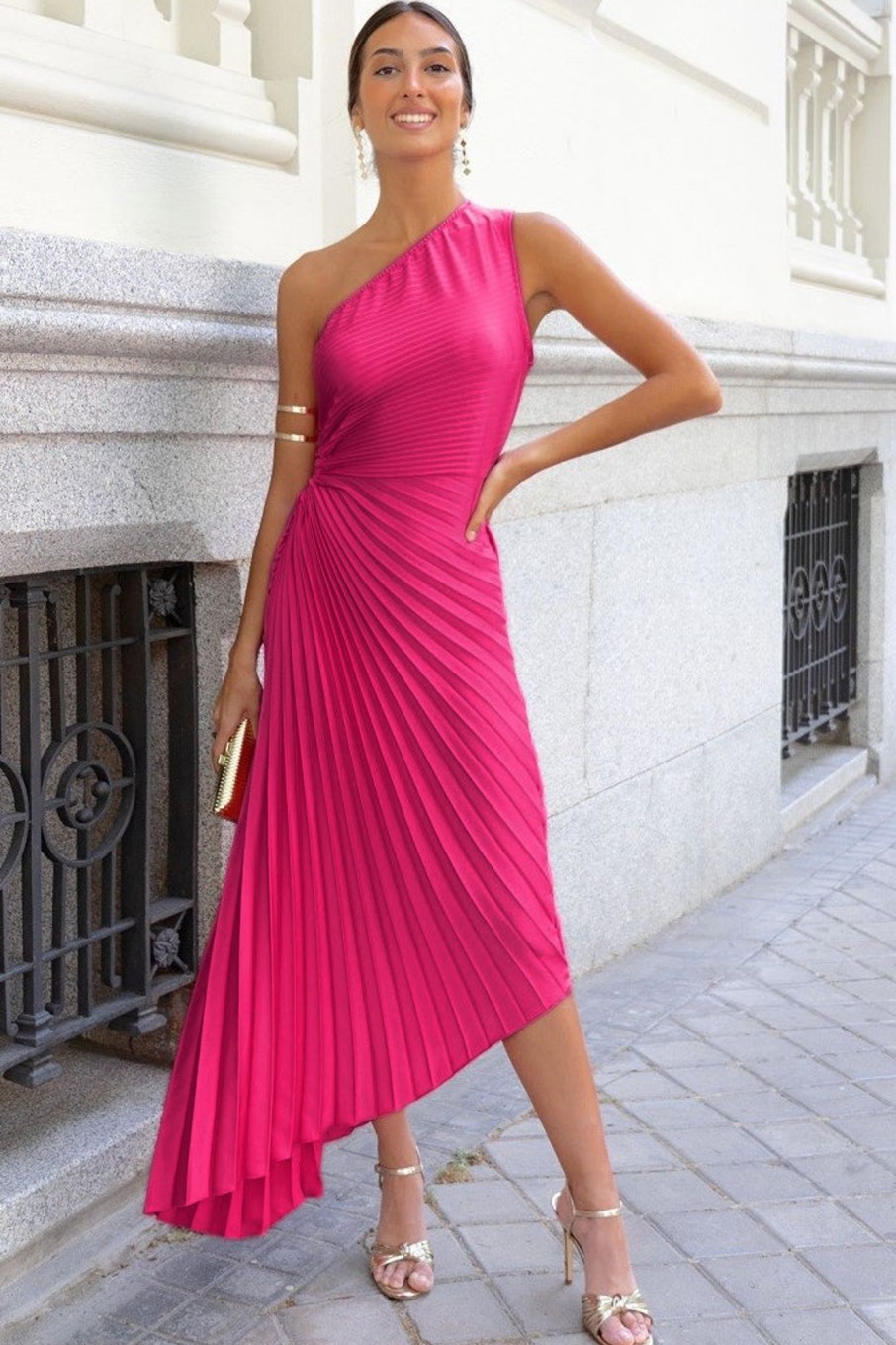 Clothing Willy Z | Gracyn Fuchsia Plisse Dress