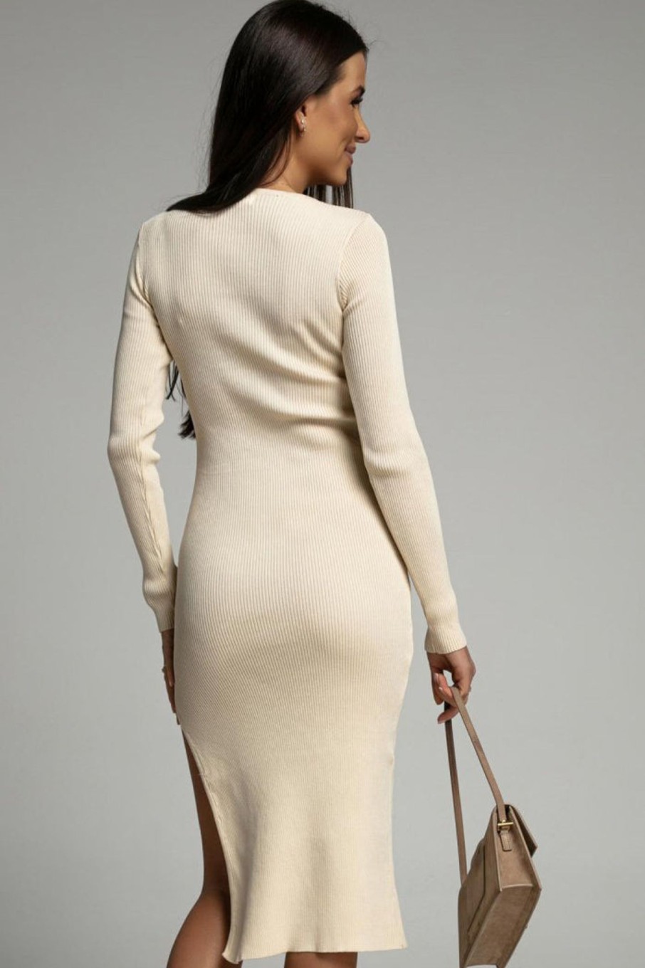 Clothing Azzurra | Maisy Cream Knit Midi Dress