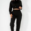 Clothing Style Wise | Priya Black Crop Hooded Jogger Co Ord