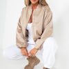 Clothing Vera u0026 Lucy | Judith Taupe Sateen Bomber Jacket