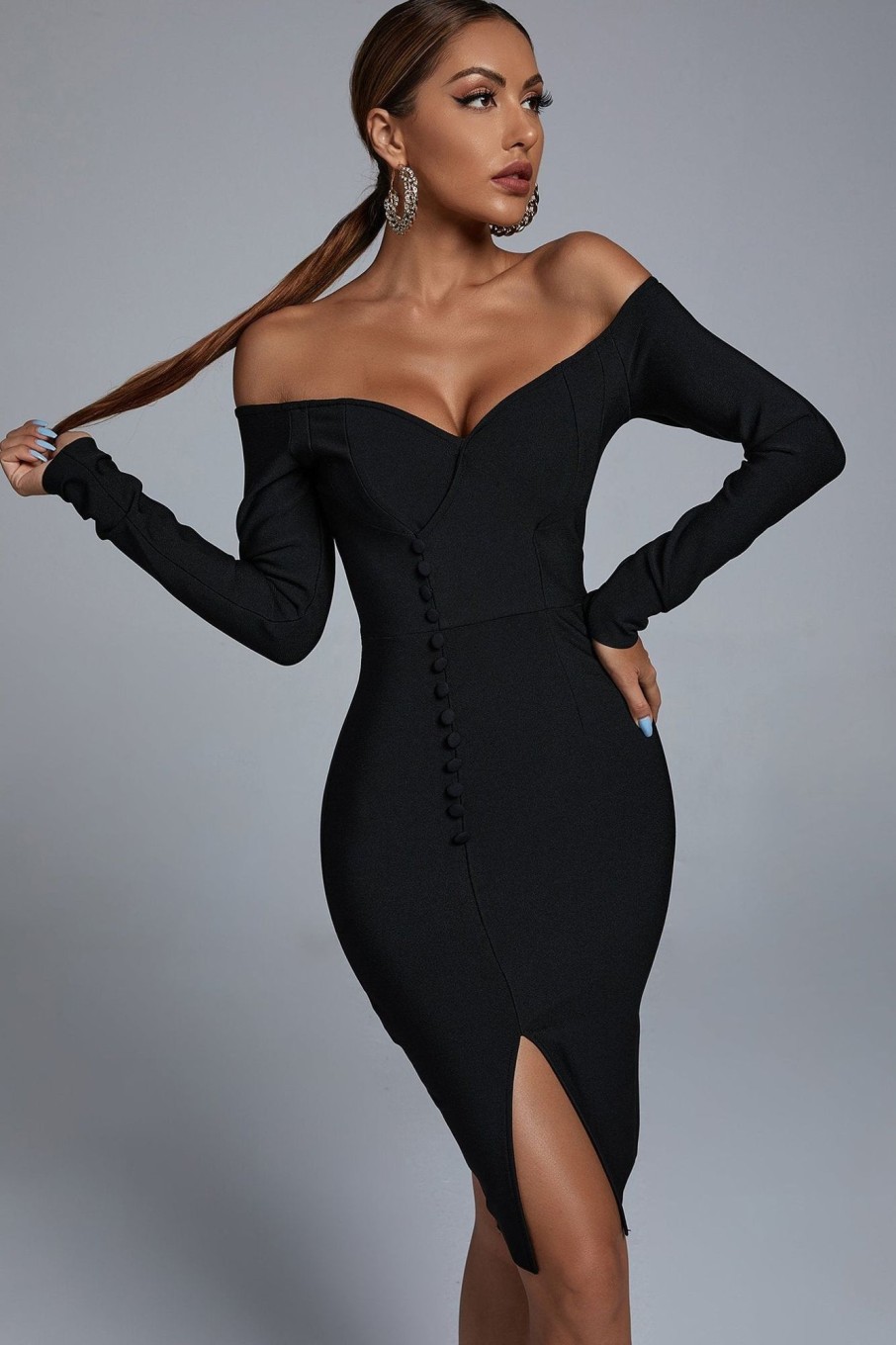 Clothing Soky u0026 Soka | Terra Black Bardot Dress