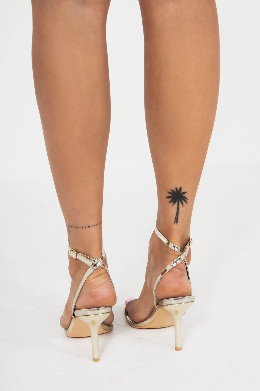 Clothing Glam | Glamorous Harlynn Gold Patent Barely There Heels