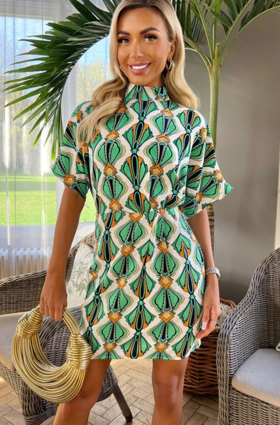 Clothing AX Paris | Ax Paris Haisley Green Print Dress