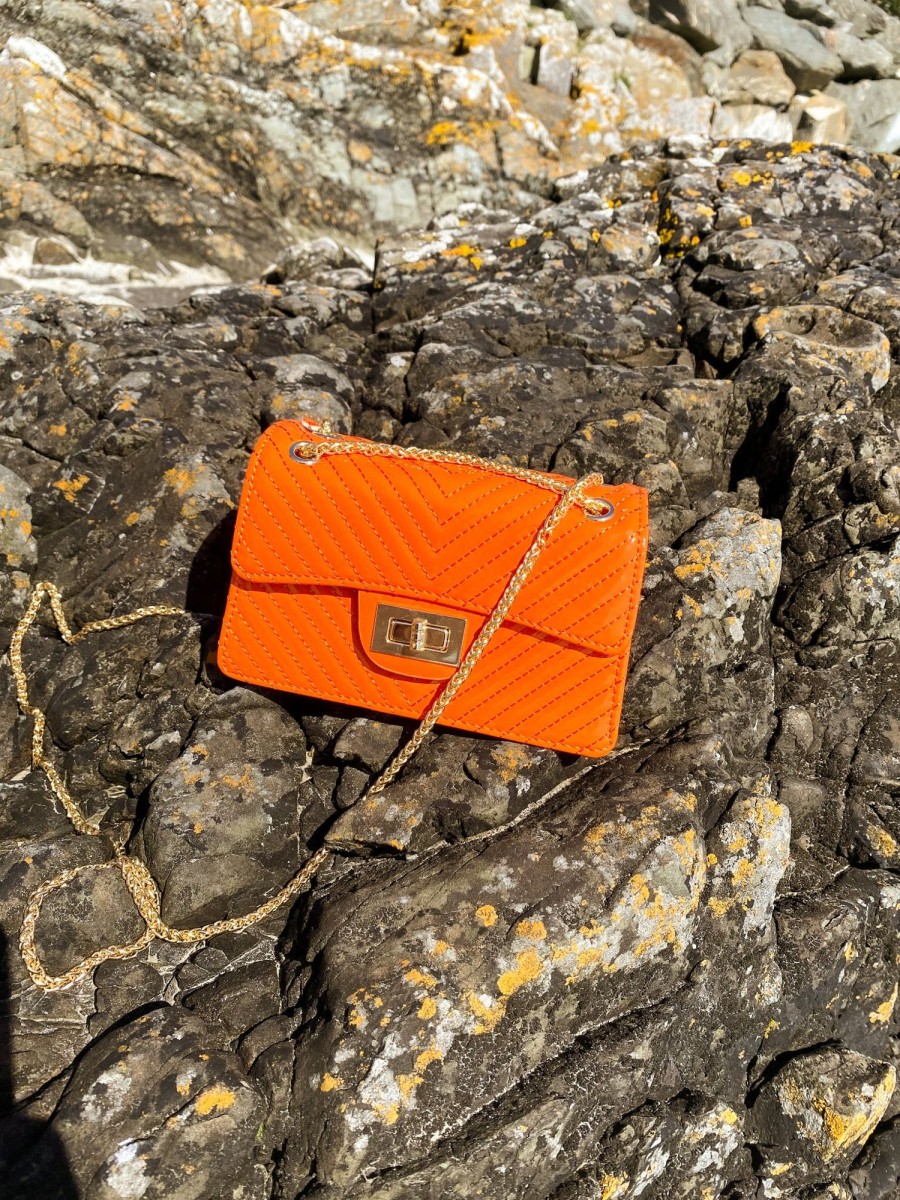 Clothing Koko | Kali Orange Patent Chain Strap Bag