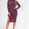 Clothing ally | Tess Red Shimmer Print Dress