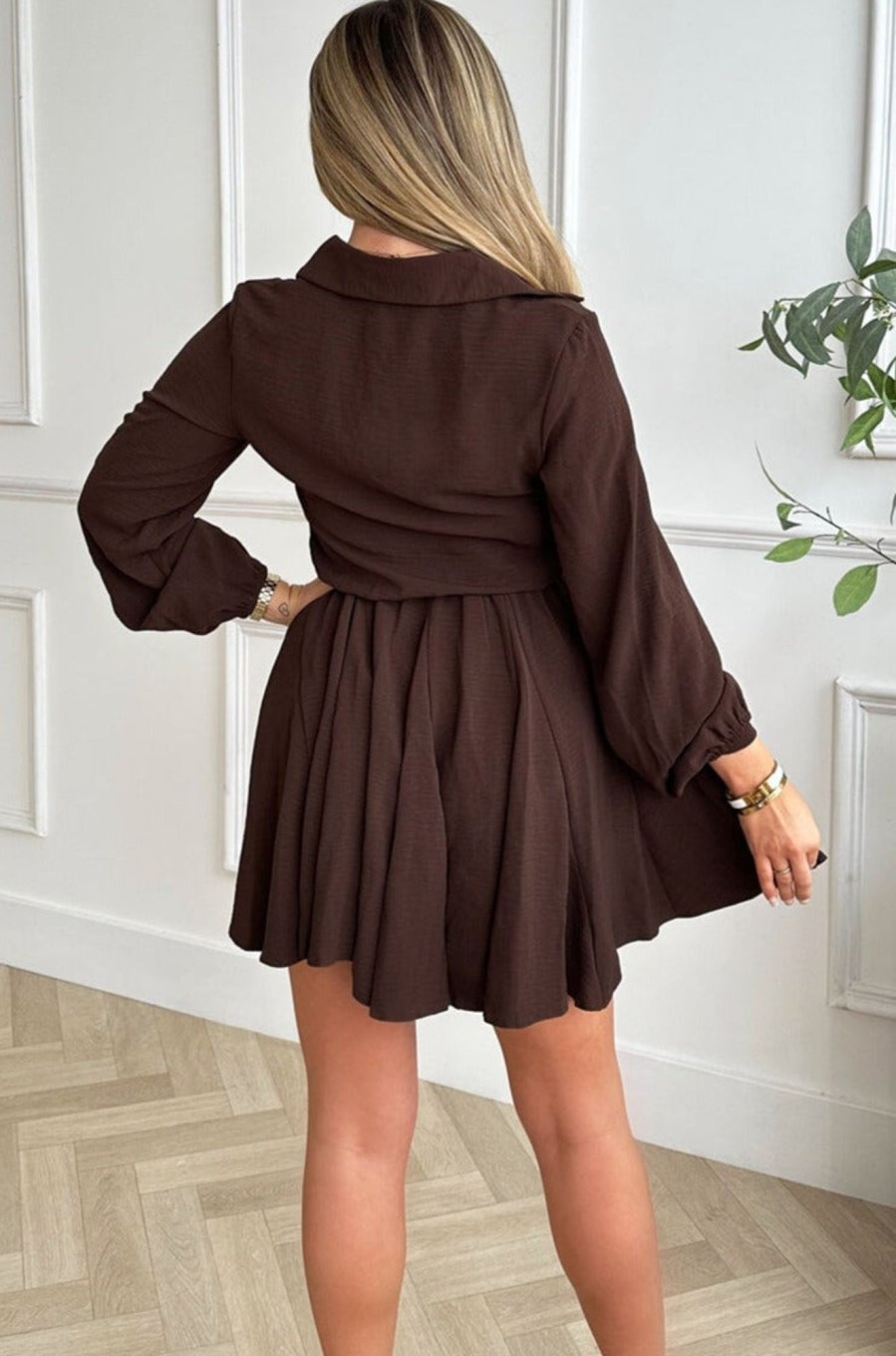 Clothing AX Paris | Ax Paris Clara Chocolate Shirt Dress