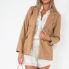 Clothing Willy Z | Jillian Camel Faux Leather Blazer