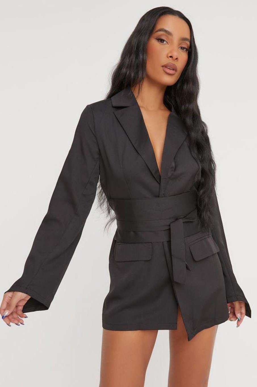 Clothing Mystery Jane | Cassidy Black Belted Blazer