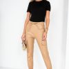 Clothing Estee Brown | Nailah Camel Faux Leather Cargo Trousers