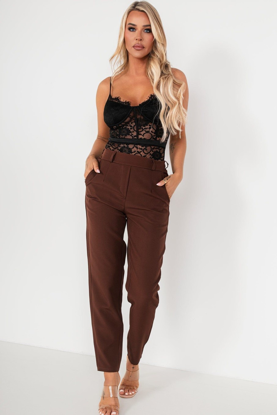 Clothing Madison Paris | Jenna Chocolate Tailored Trousers