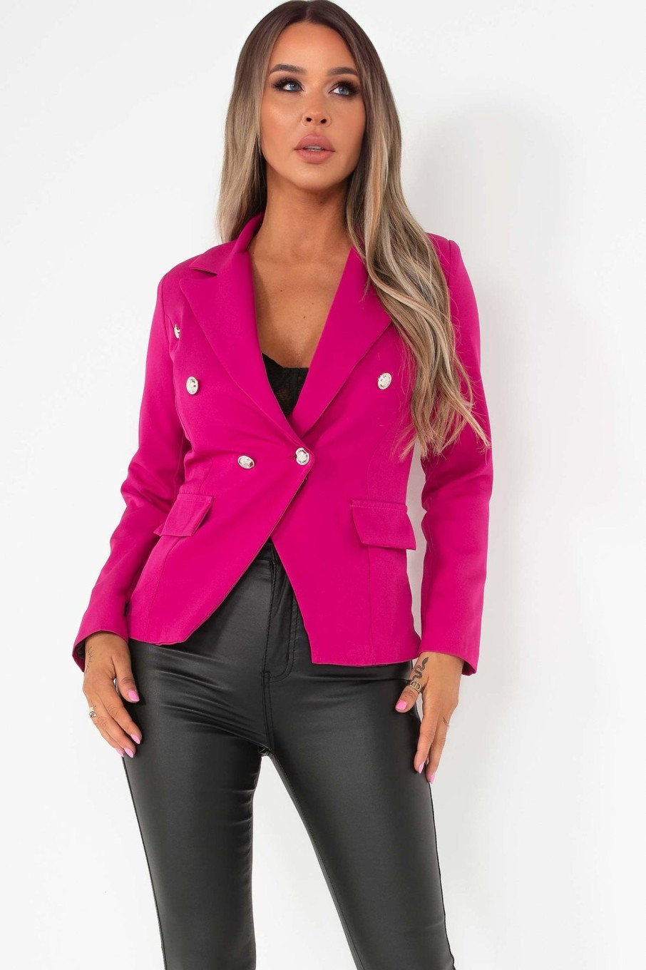 Clothing Willy Z | Haddie Berry Button Detail Blazer