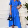 Clothing AX Paris | Ax Paris Saffron Blue Wrap Dress