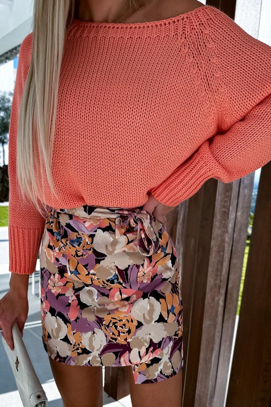 Clothing Estee Brown | Cyrus Orange Floral Wrap Skirt