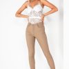 Clothing Zilene | Gisella Taupe Wax Push Up Jeans