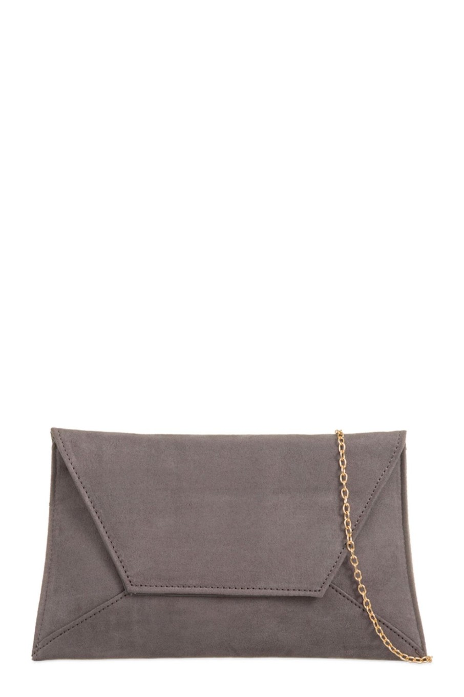 Bags Koko | Nettie Grey Suedette Envelope Clutch Bag