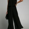 Clothing Willy Z | Alyssa Black Pleated Jumpsuit