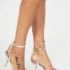 Clothing Glam | Glamorous Harlynn Silver Patent Barely There Heels