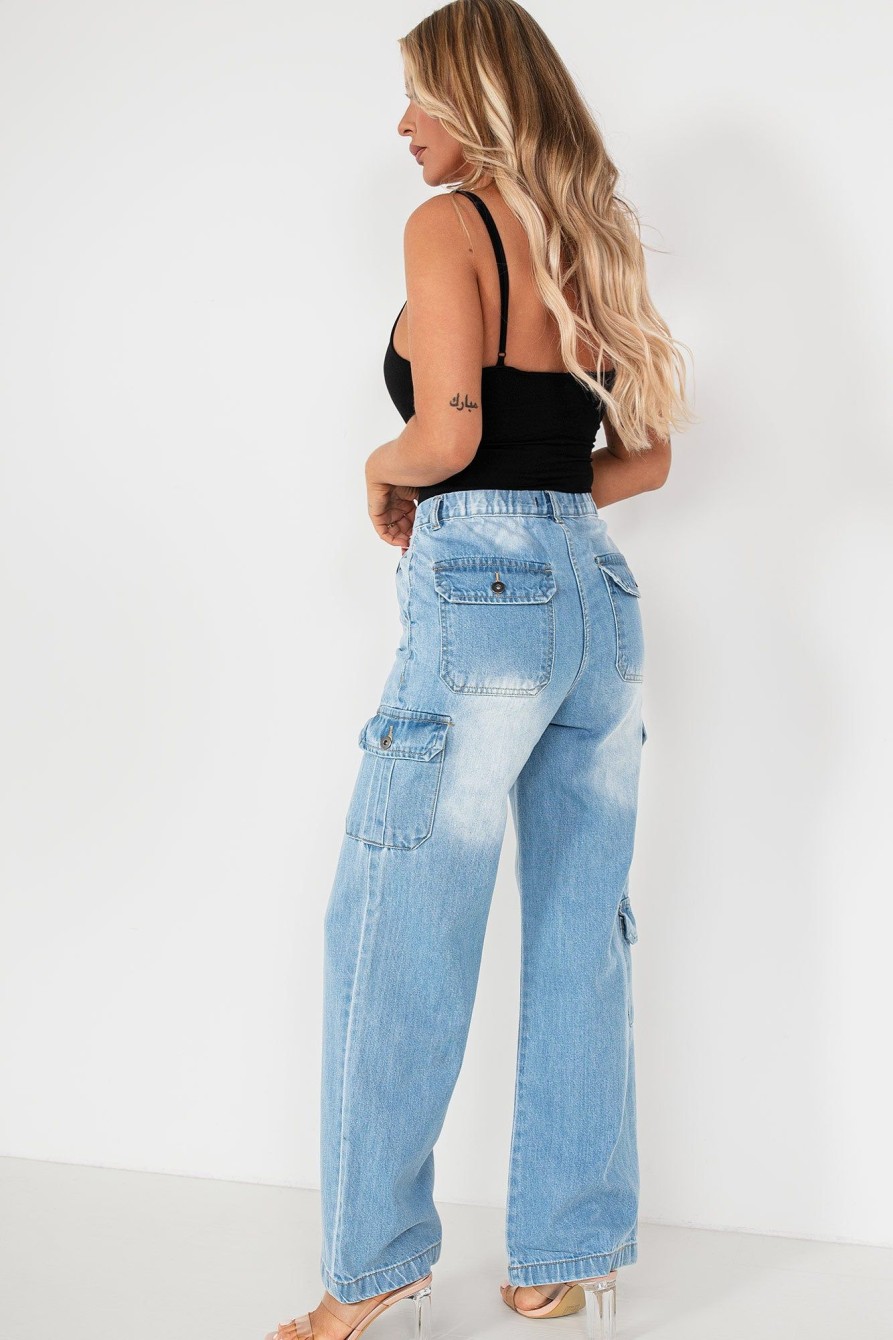 Clothing Style Wise | Elaina Blue Denim Cargo Trousers