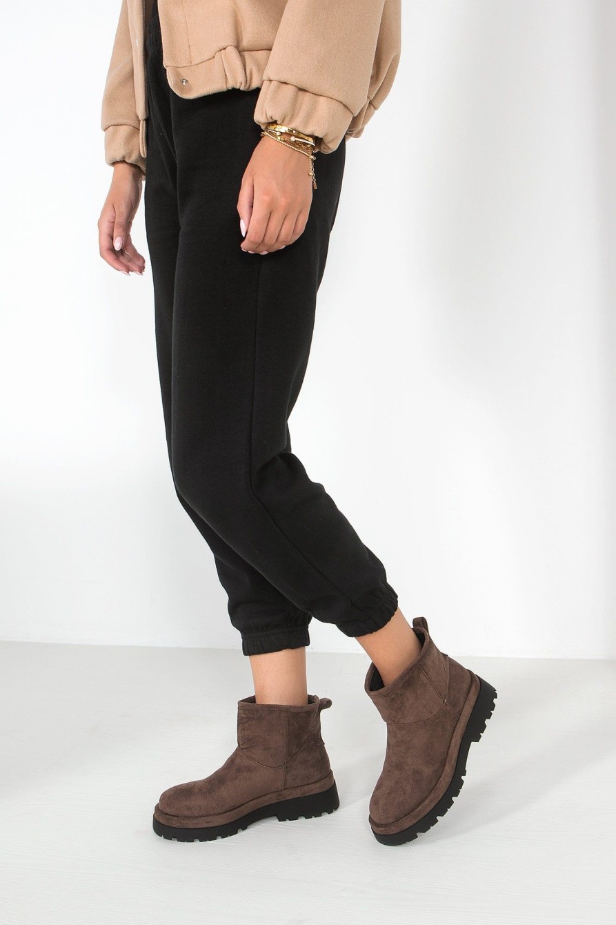 Clothing Ideal | Rainey Chocolate Suedette Ankle Boots