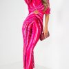 Clothing Willy Z | Nevada Pink Print Twist Front Dress