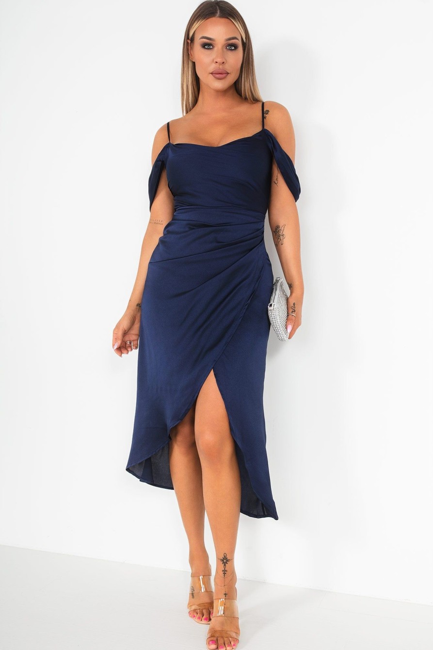 Clothing Girl in Mind | Girl In Mind Camila Navy Satin Dress