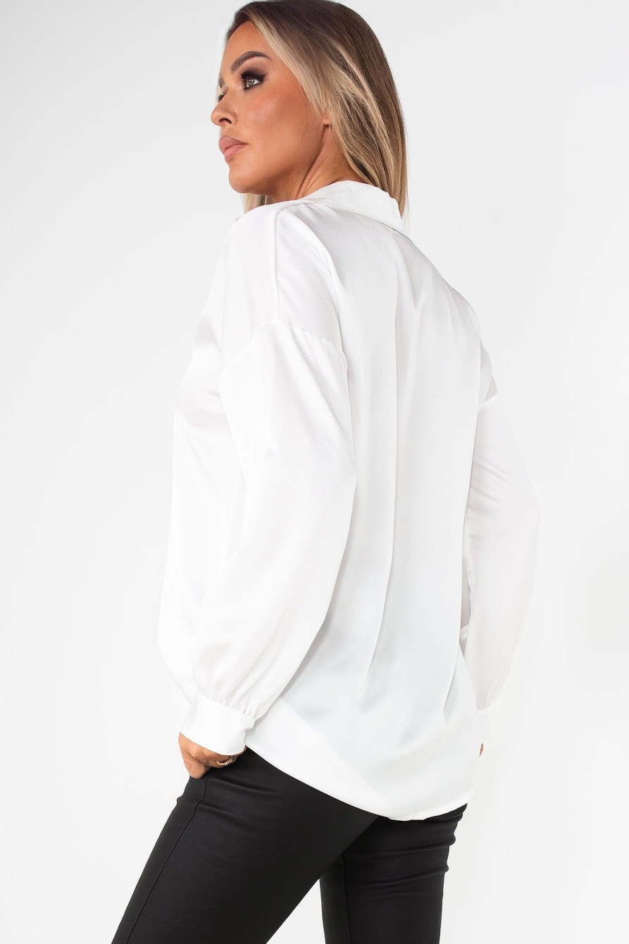 Clothing Willy Z | Pixie White Satin Oversized Shirt