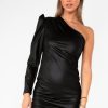 Clothing Copper Rose | Irmina Black Faux Leather Dress