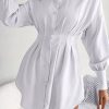 Clothing Moguland | Jorja White Long Sleeve Shirt Dress