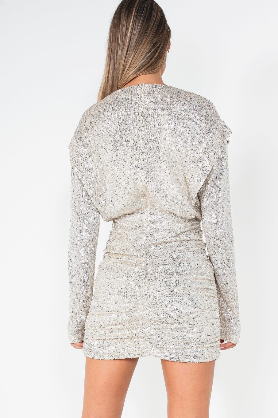 Clothing Eight Paris | Beth Champagne Sequin Ruched Dress