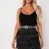 Clothing Giorgia | Demi Black Diamante Tassel Skirt