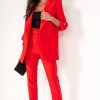 Clothing In Vogue | Kaisley Red Padded Shoulder Blazer