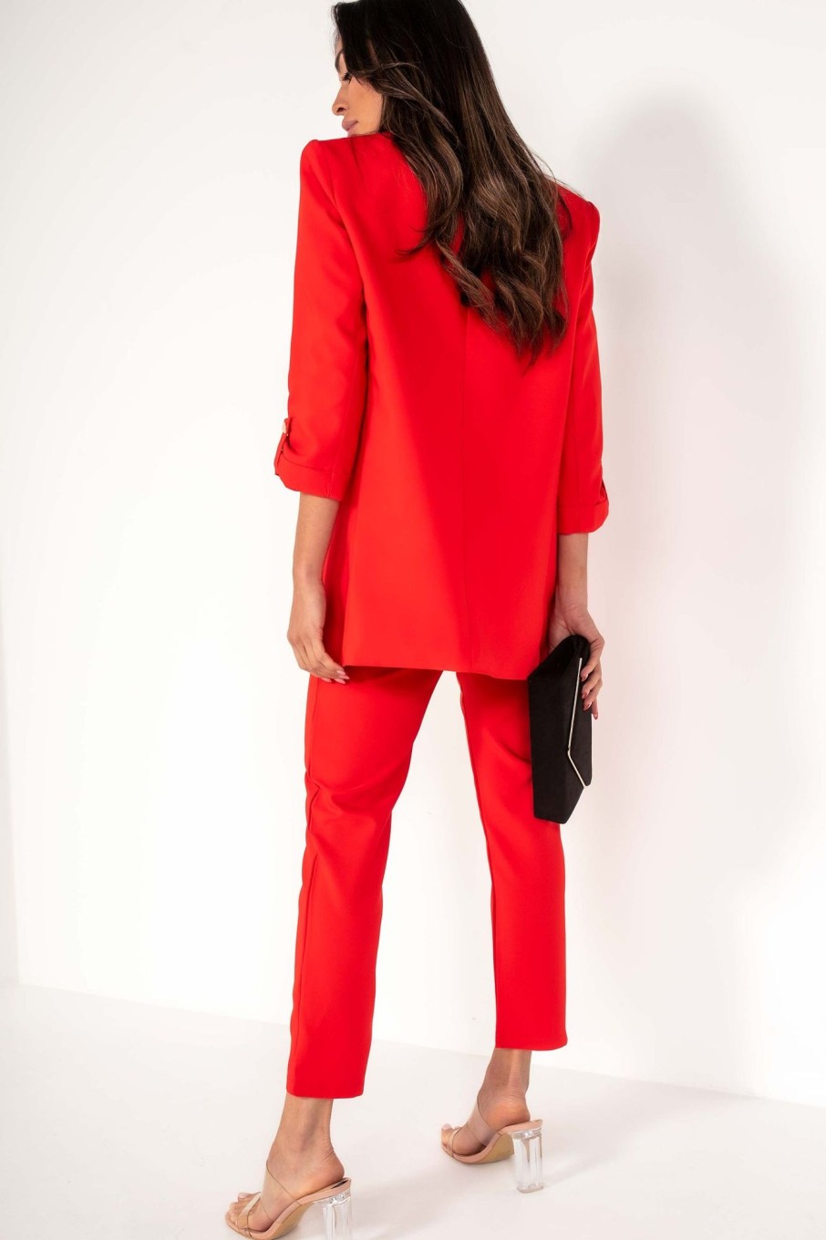 Clothing In Vogue | Kaisley Red Padded Shoulder Blazer