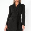 Clothing Eight Paris | Elexa Black Pinstripe Blazer Dress