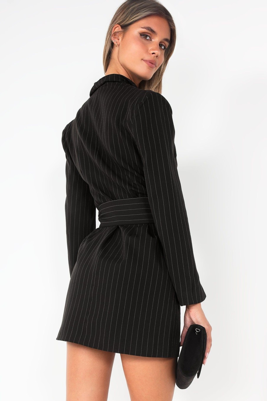 Clothing Eight Paris | Elexa Black Pinstripe Blazer Dress