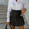 Clothing Willy Z | Calista Black Faux Leather Skort