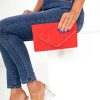 Clothing Koko | Pamela Red Suedette Gold Trim Clutch