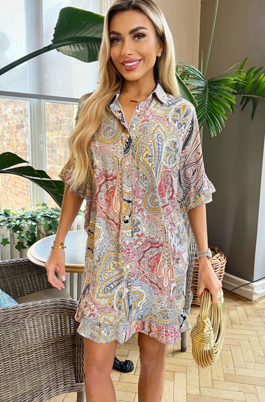 Clothing AX Paris | Ax Paris Ferna Multi Paisley Shirt Dress