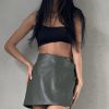 Clothing Redial | Alannah Khaki Faux Leather Skort