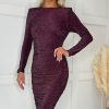 Clothing AX Paris | Ax Paris Dale Plum Glitter Dress