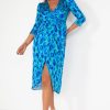 Clothing Copper Rose | Matilda Blue Satin Print Dress