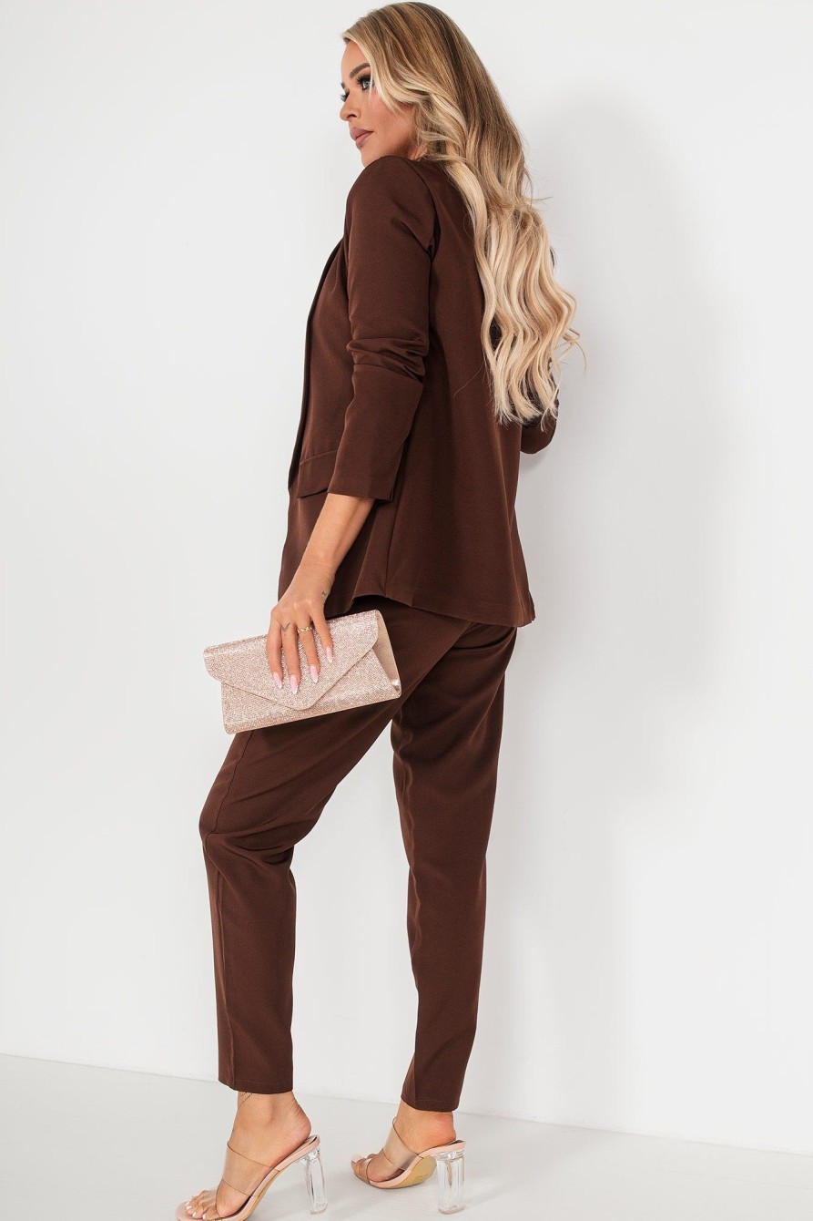 Clothing Madison Paris | Julian Chocolate Long Sleeve Blazer