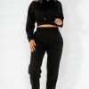 Clothing Style Wise | Priya Black Crop Hooded Jogger Co Ord