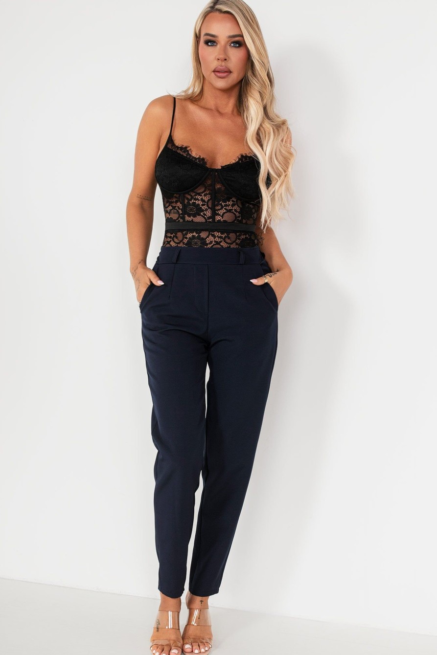 Clothing Madison Paris | Jenna Navy Tailored Trousers