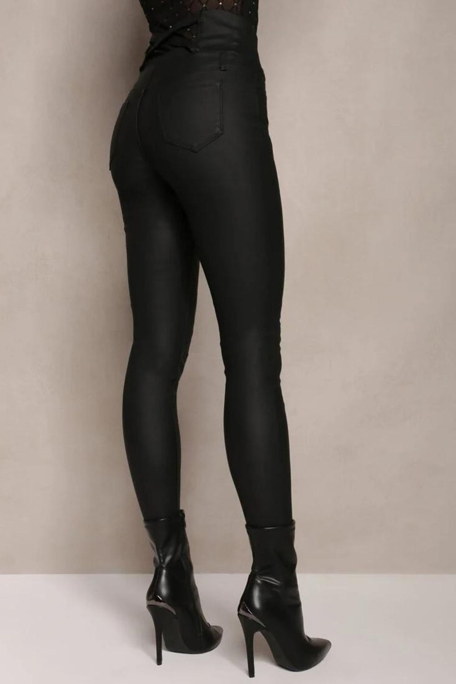 Clothing Zilene | Elena Black Wax High Waist Jeans